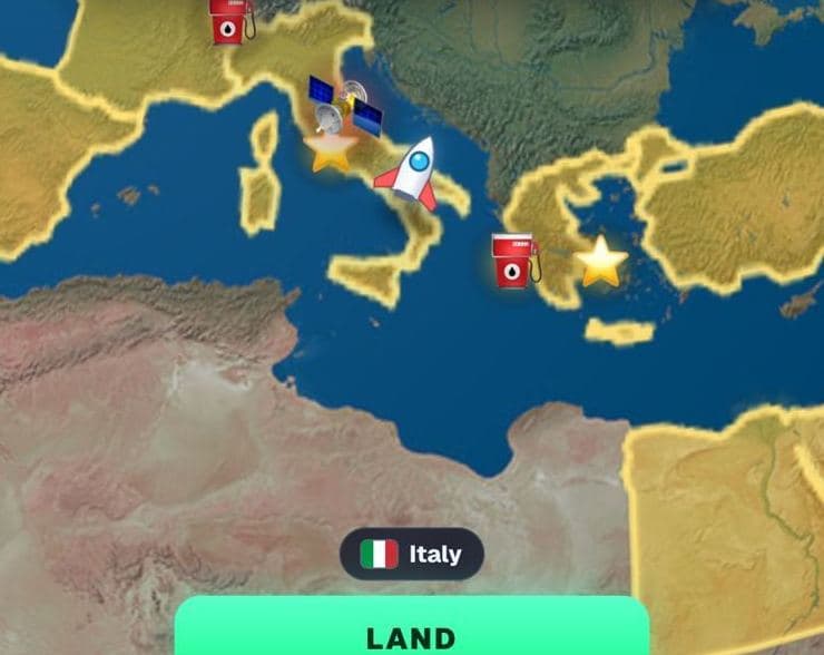 ExpoGeo Explorer gameplay: a spaceship flying over Europe